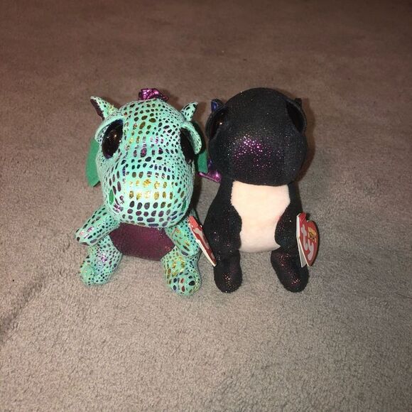 Ty Other - TY BEANIE BOOS ANORA & CINDER THE DRAGON NEW WITH TAGS 6 INCH (2) GREEN BLACK